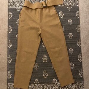 High Waisted Tan Belted Pants